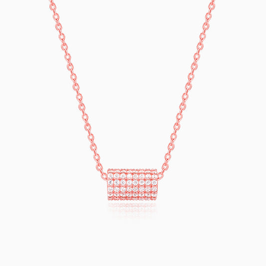 Rose Gold Sparkling Loop Pendant With Link Chain