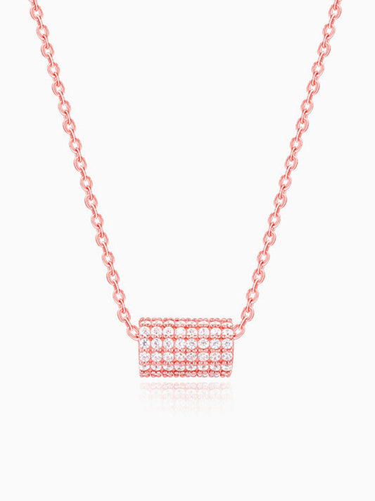 Rose Gold Sparkling Loop Pendant With Link Chain
