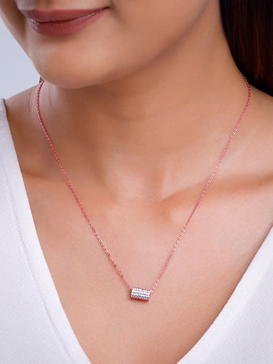 Rose Gold Sparkling Loop Pendant With Link Chain