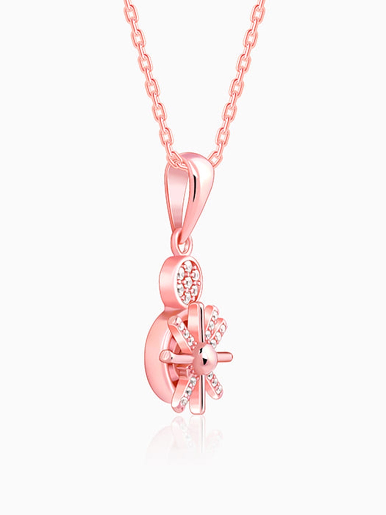 Rose Gold Radiant Wheel Pendant With Link Chain