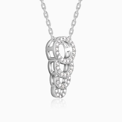 Silver Radiant Circle Pendant With Link Chain