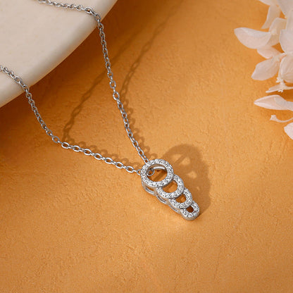 Silver Radiant Circle Pendant With Link Chain