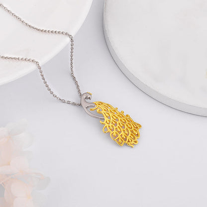 Golden Peacock Pendant with Link Chain
