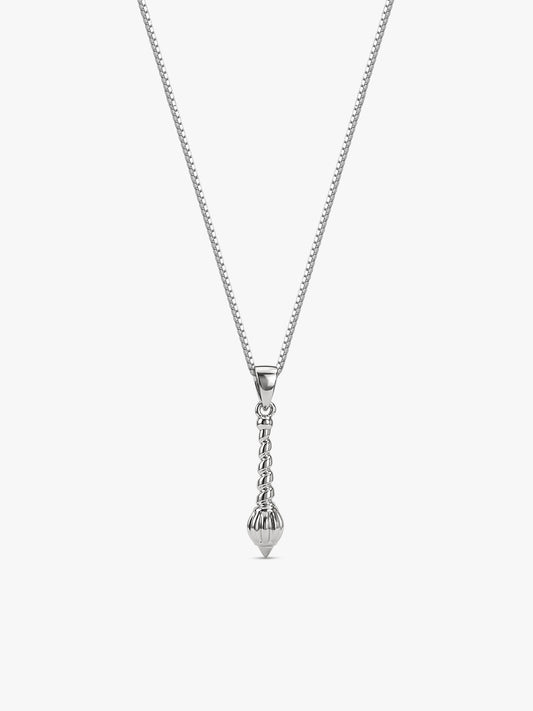 Silver Hanuman Gada Pendant with Box Chain For Him