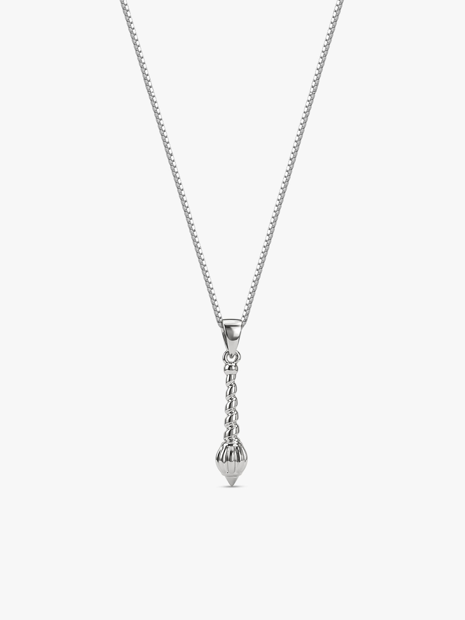 Silver Hanuman Gada Pendant with Box Chain For Him