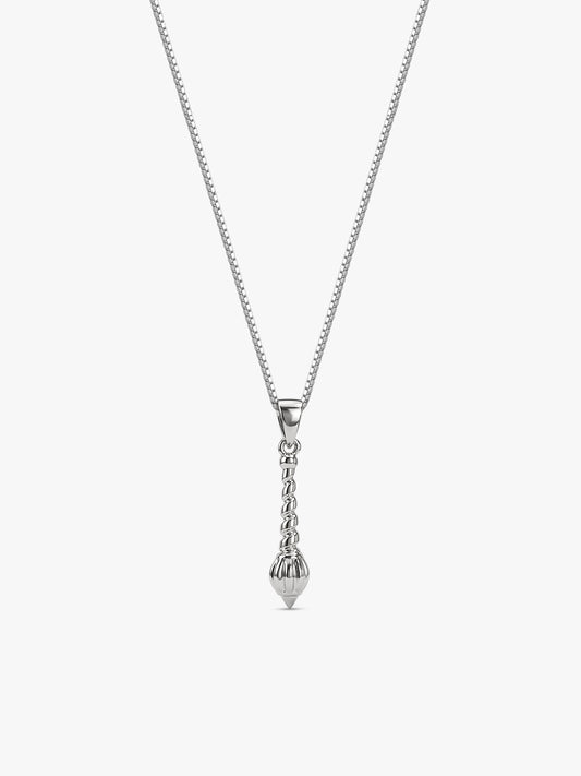 Silver Hanuman Gada Pendant with Box Chain For Him