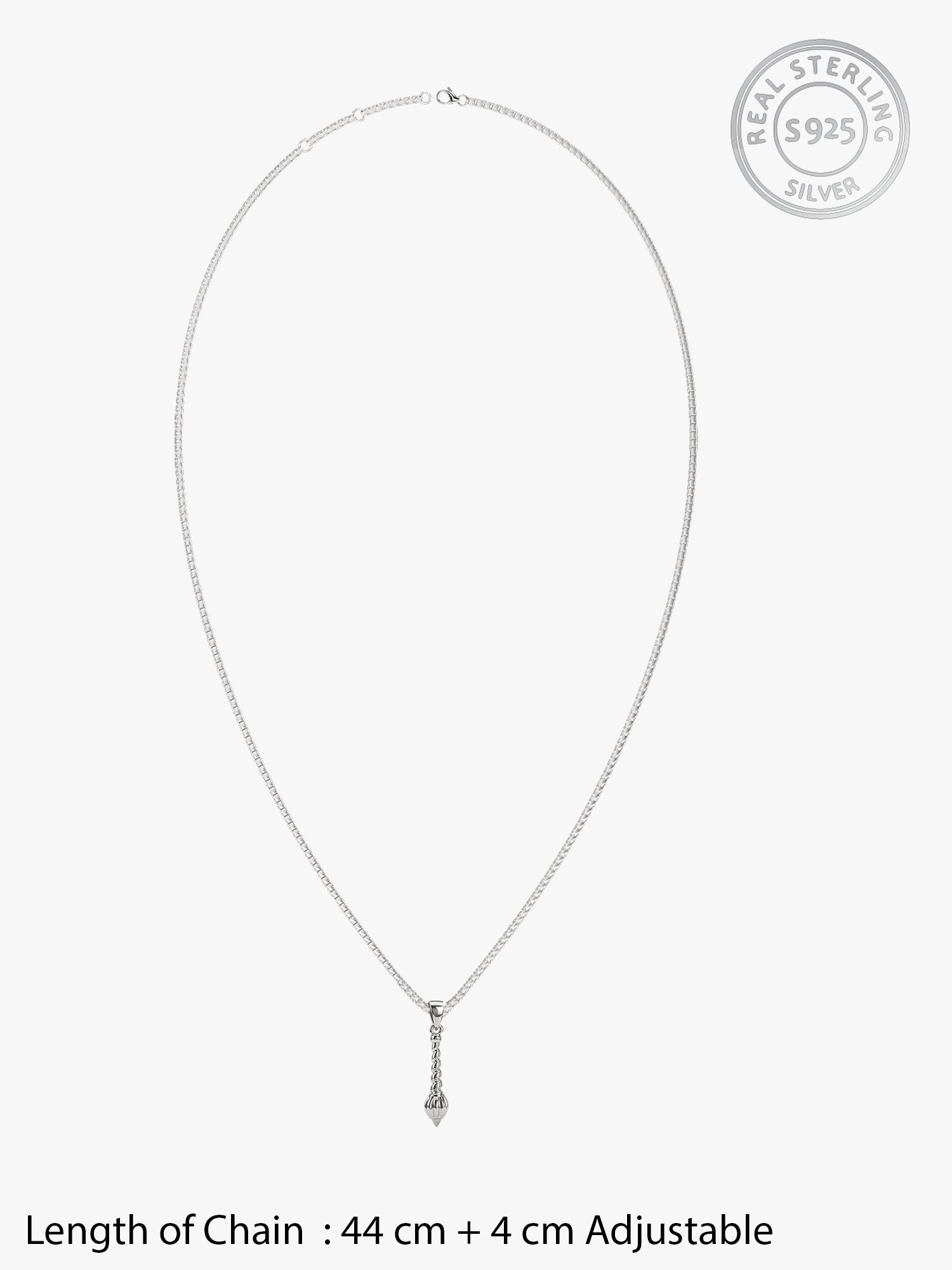 Silver Hanuman Gada Pendant with Box Chain For Him
