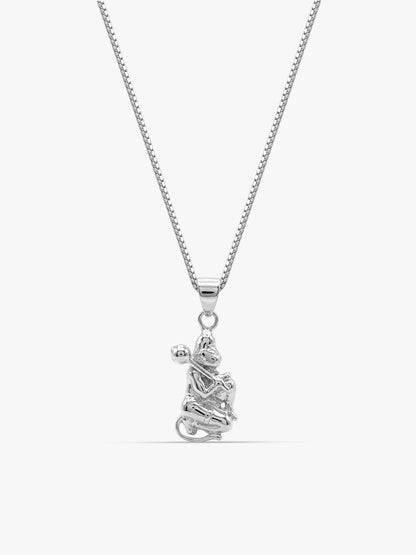 Silver Hanuman Pendant With Box Chain For Him