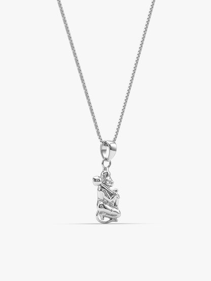 Silver Hanuman Pendant With Box Chain For Him