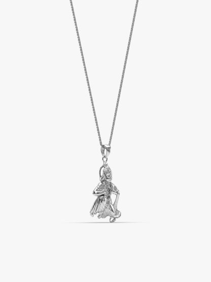 Silver Bhakta Hanuman Pendant with Box  Chain For Him