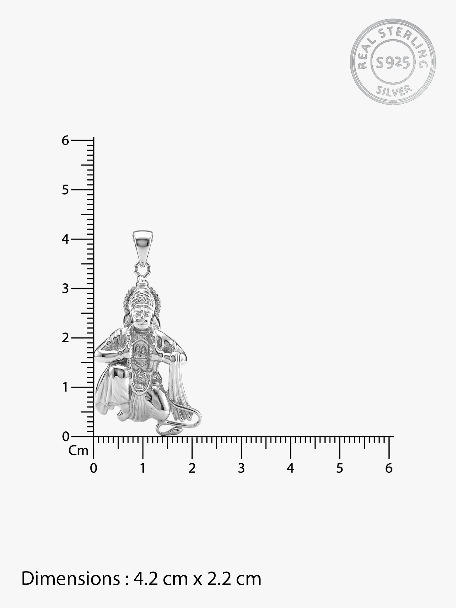 Silver Bhakta Hanuman Pendant with Box  Chain For Him