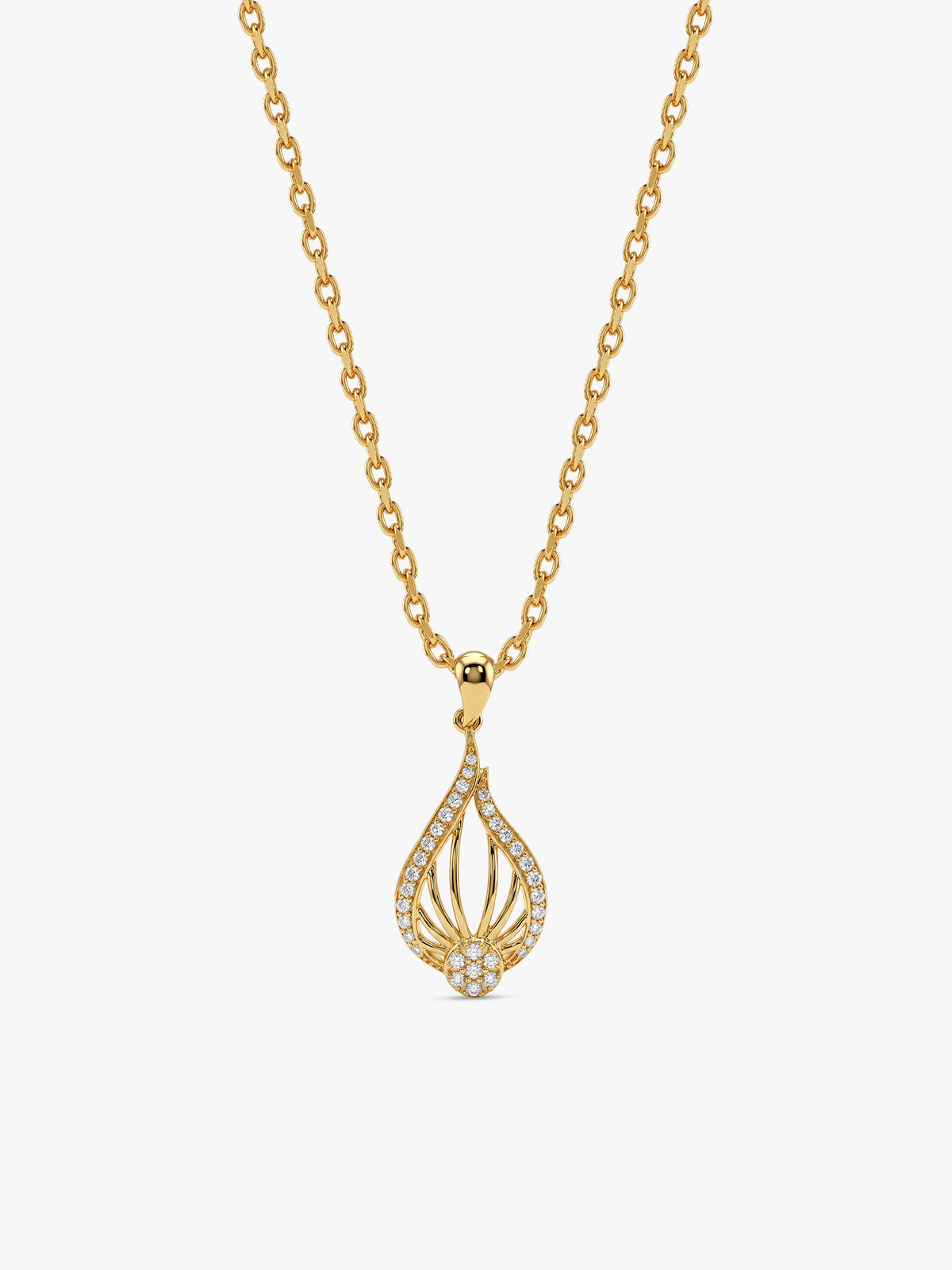 Golden Glint Pendant With Link Chain