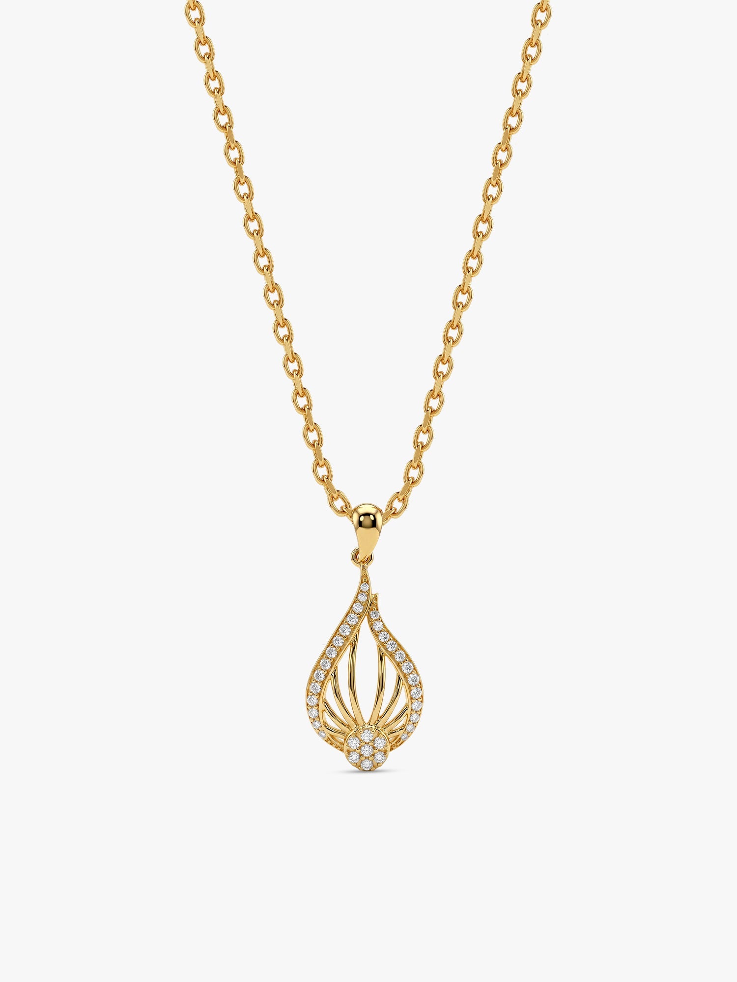 Golden Glint Pendant With Link Chain