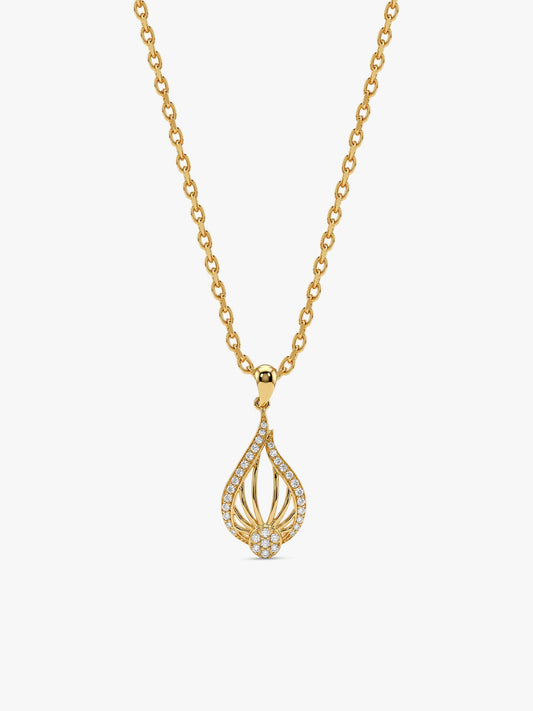Golden Glint Pendant With Link Chain