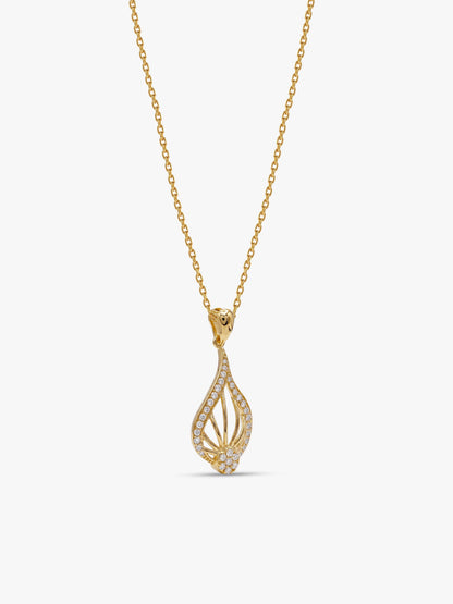 Golden Glint Pendant With Link Chain