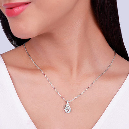 Silver Wave Knot Pendant With Link Chain