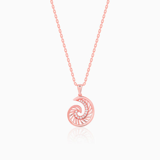 Rose Gold Volute Pendant With Link Chain