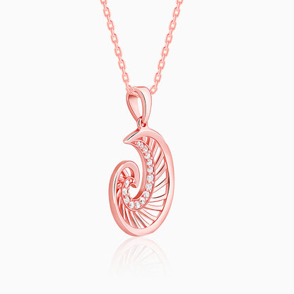 Rose Gold Volute Pendant With Link Chain
