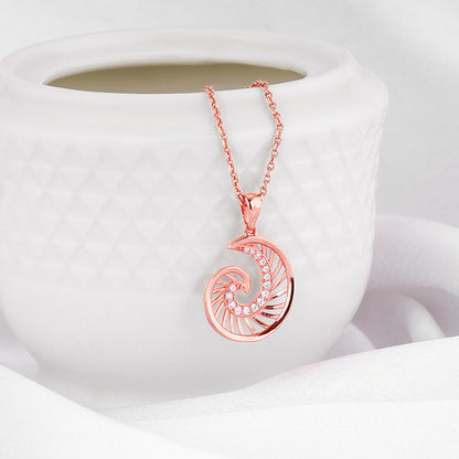 Rose Gold Volute Pendant With Link Chain