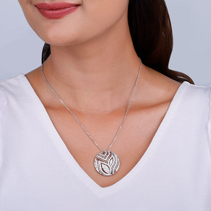 Silver Art Nouveau Pendant With Link Chain