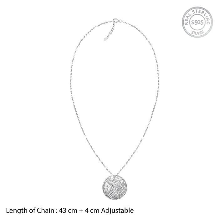 Silver Art Nouveau Pendant With Link Chain