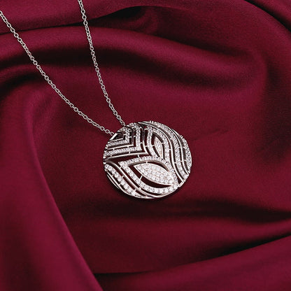 Silver Art Nouveau Pendant With Link Chain