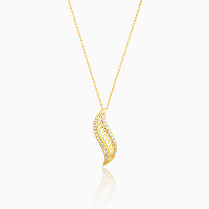 Golden Wavelet Pendant With Link Chain