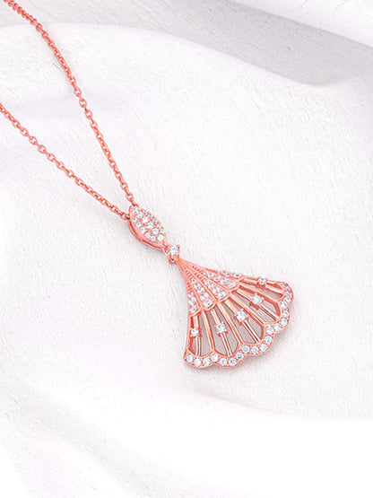 Rose Gold Seashell Pendant With Link Chain