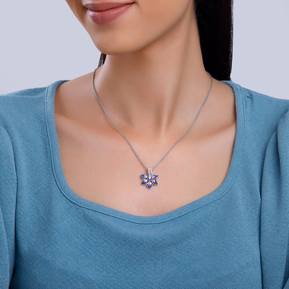 Silver Blue Ebony Pendant With Link Chain