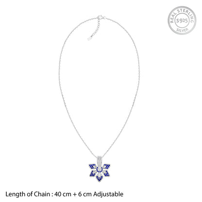 Silver Blue Ebony Pendant With Link Chain