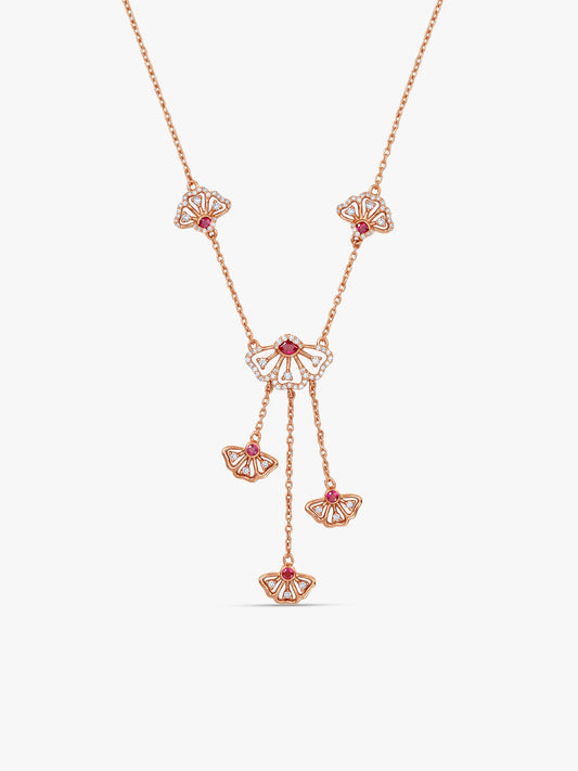 Rose Gold Brilliant Red Eyebright Trio Necklace