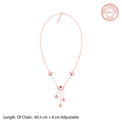 Rose Gold Brilliant Red Eyebright Trio Necklace