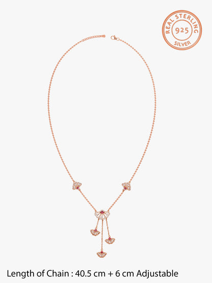 Rose Gold Brilliant Red Eyebright Trio Necklace