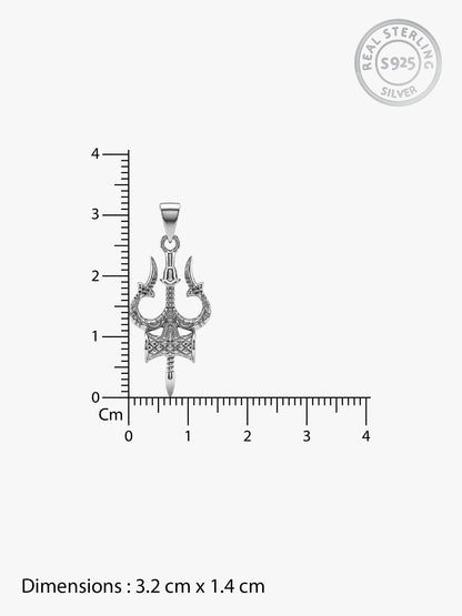 Silver Trishula Pendant with Box Chain For Him