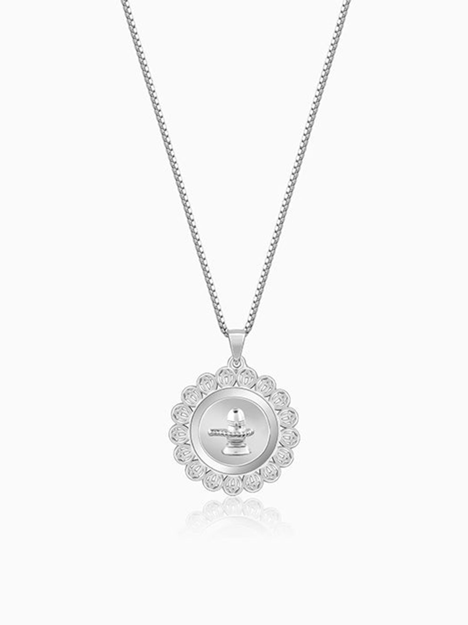 Silver Divine Mahadev Pendant With Box Chain For Him