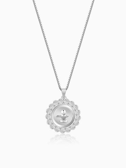Silver Divine Mahadev Pendant With Box Chain For Him