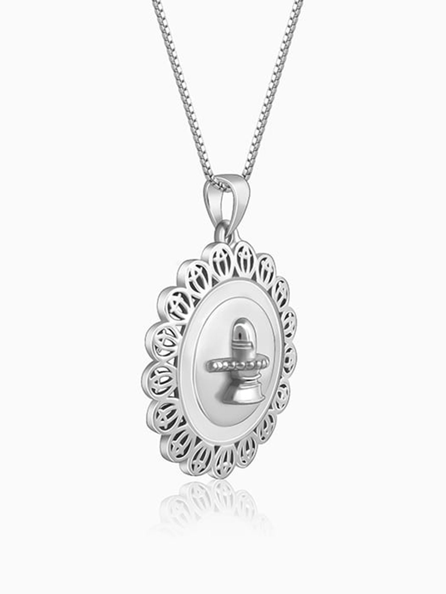Silver Divine Mahadev Pendant With Box Chain For Him