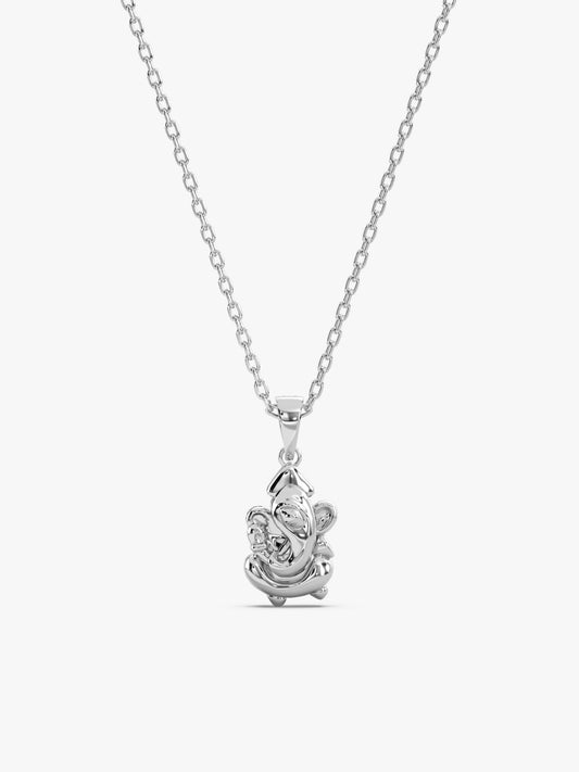 Silver Ganapathi Pendant with Link Chain For Him
