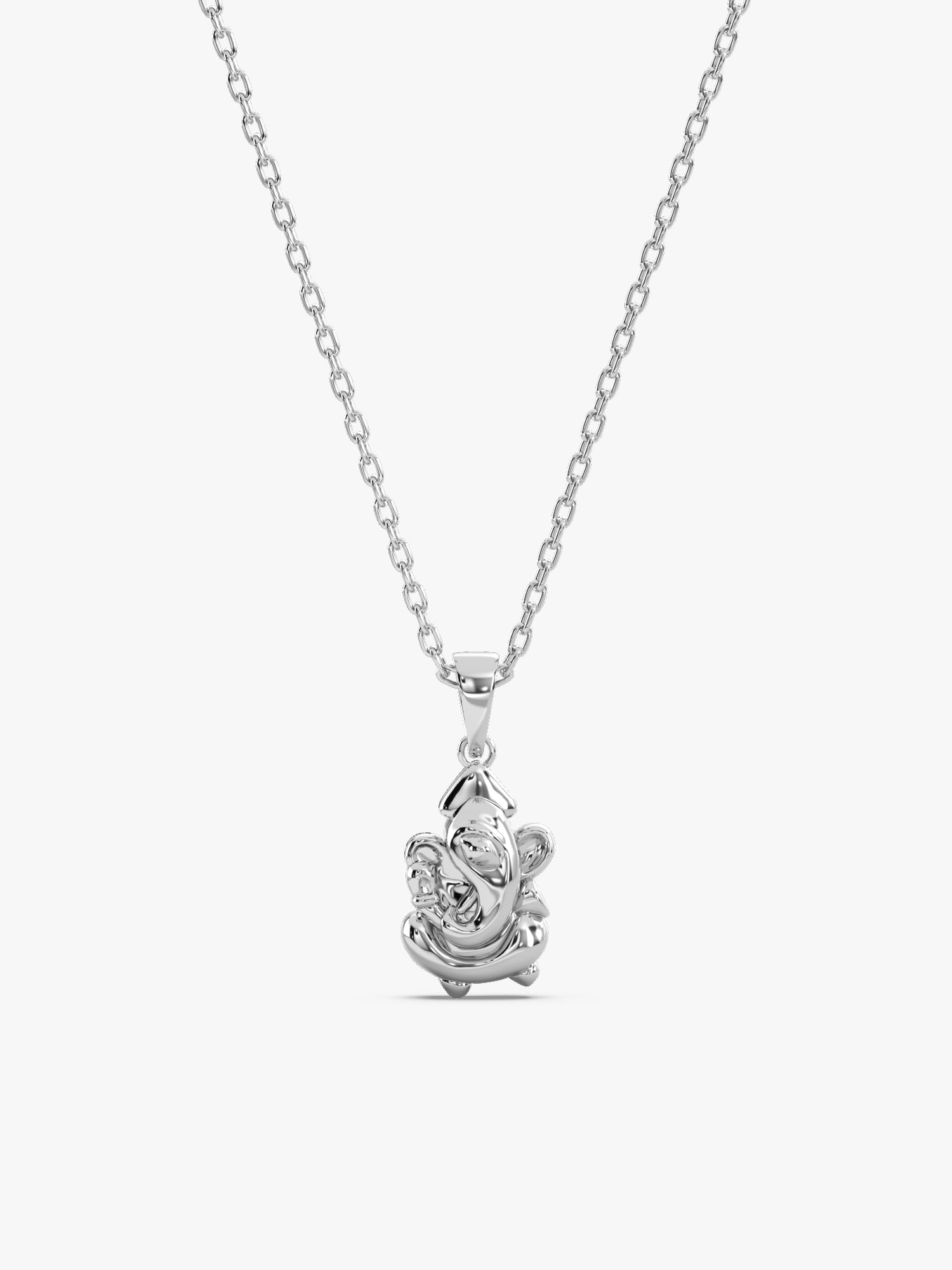 Silver Ganapathi Pendant with Link Chain For Him