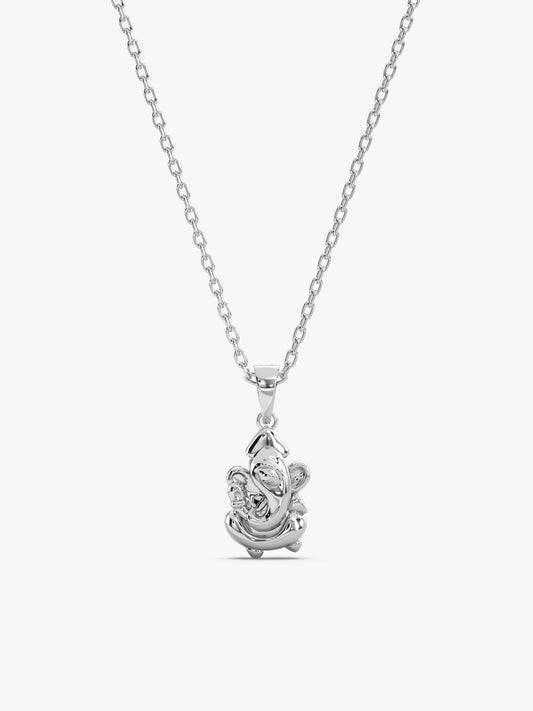 Silver Ganapathi Pendant with Link Chain For Him