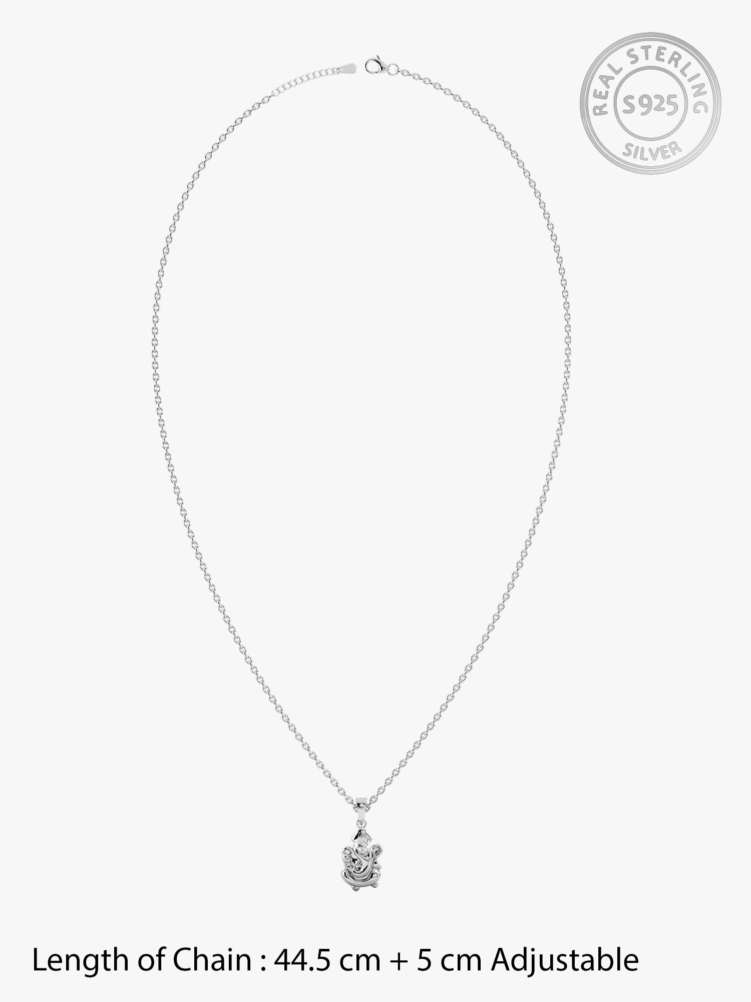 Silver Ganapathi Pendant with Link Chain For Him
