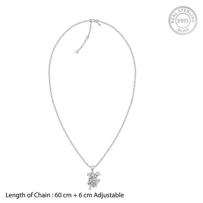 Silver Mahabali Hanuman Pendant with  Link Chain For Him