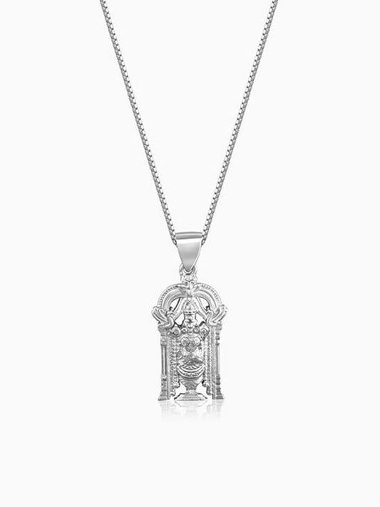 Silver Venkateswara Pendant with  Link Chain For Him