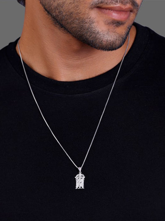 Silver Venkateswara Pendant with  Link Chain For Him