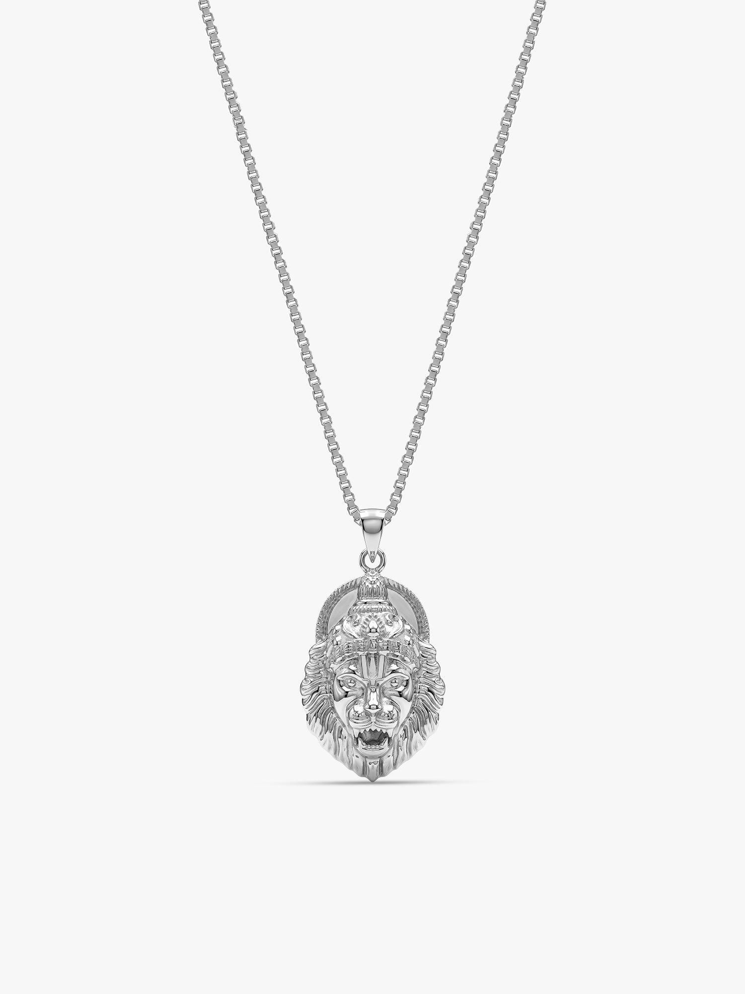 Silver Ugra Narasimha Pendant   with Link Chain For Him