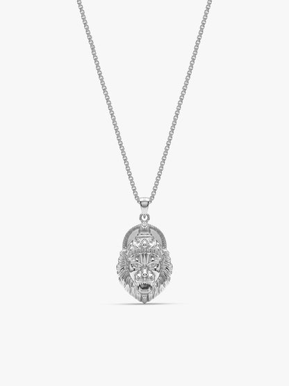 Silver Ugra Narasimha Pendant   with Link Chain For Him