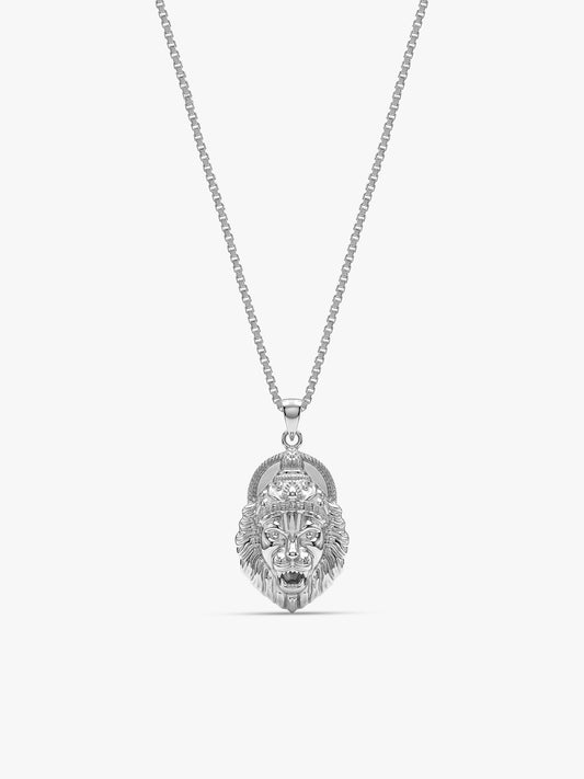 Silver Ugra Narasimha Pendant   with Link Chain For Him