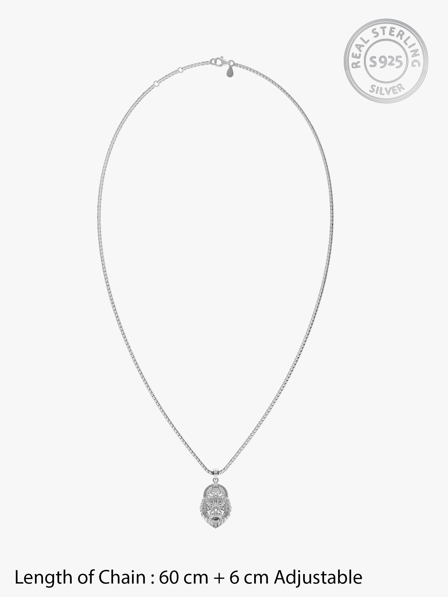 Silver Ugra Narasimha Pendant   with Link Chain For Him