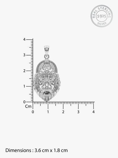 Silver Ugra Narasimha Pendant   with Link Chain For Him