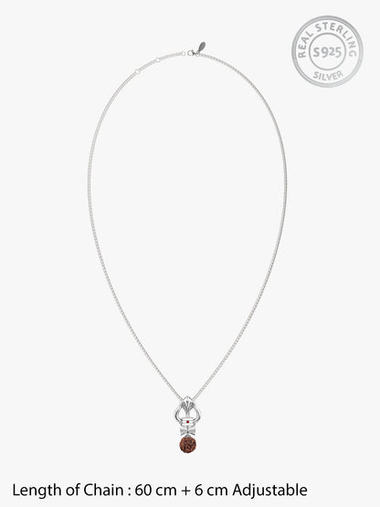 Silver Trishul Rudraksha Pendant With Box Chain For Him